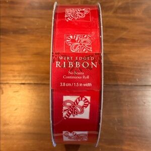 NEW Sealed Kirkland Signature Wired Candy Cane Red 50 yds 1 1/2” Wide Christmas